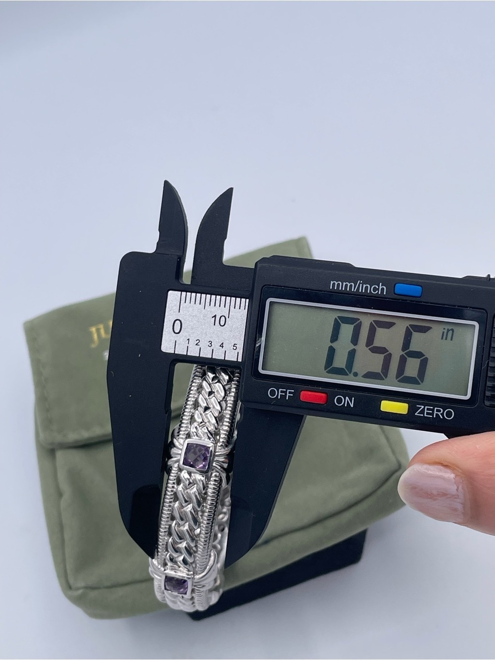 Judith Ripka 925 Sterling Silver Amethyst Cuff Bracelet Thailand Heavy 48.6g - Picture 7 of 11